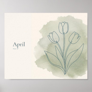Impression d'art botanique de tulipe   Fleur d'avr