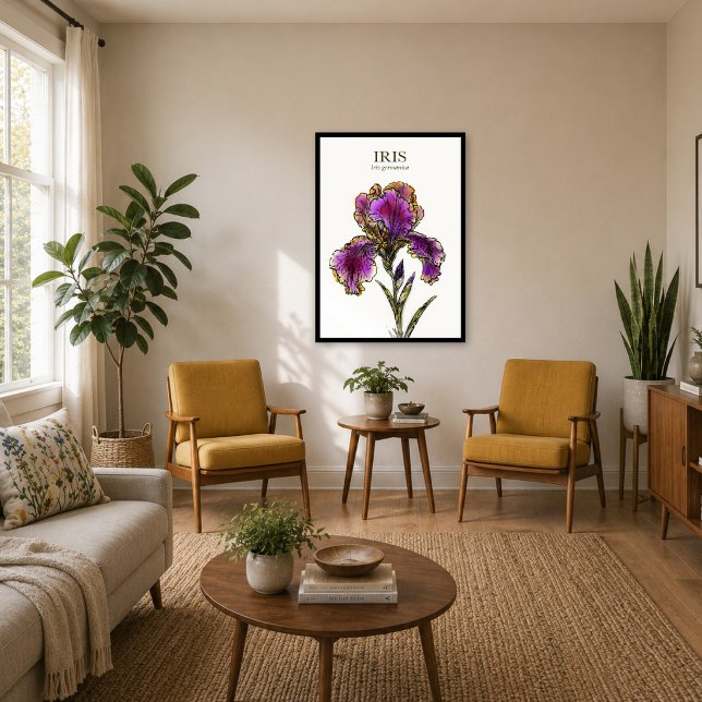Impression d'art botanique d'Iris barbu (Imagine this botanical print bringing warmth to your favorite room.)