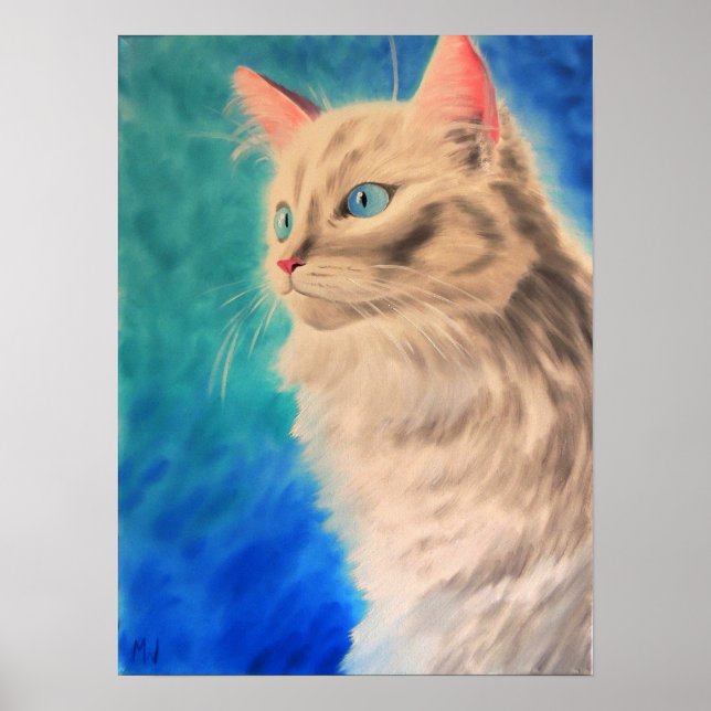 Impression d'art chat blanc (Devant)