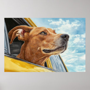 Impression d'art Chien Heureux dans une Voiture Ja