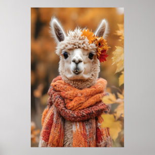 Impression d'art d'alpaca d'automne, bois automnal