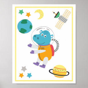 Impression d'art d'animaux de l'espace Hippopotame