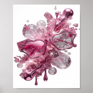 Impression d'art d'art abstrait argent dynamique v