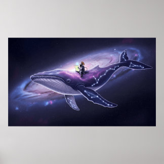 Impression d'art de baleine cosmique et d'astronau