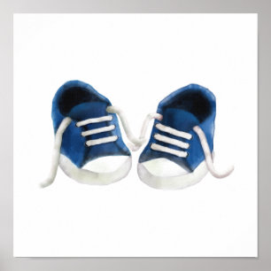Impression d'art de baskets bébé bleues