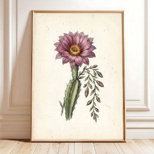 Impression d'art de cactus Cottagecore Vintage