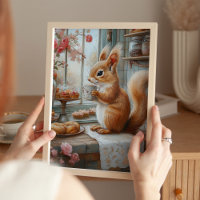 Impression d'art de café de l'écureuil fantaisiste
