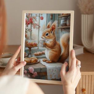 Impression d'art de café de l'écureuil fantaisiste