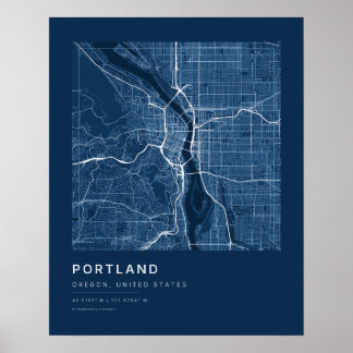 Impression d'art de carte de ville de Portland OR