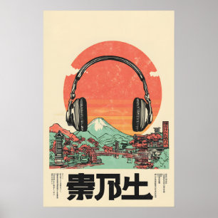 Impression d'art de casque japonais rétro - Montur