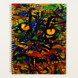 Impression d'art de chat en mosaïque colorée