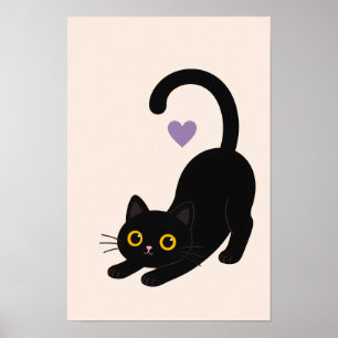 Impression d'art de chat noir étiré – Wa