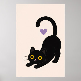 Impression d'art de chat noir étiré – Wa