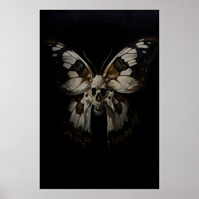 Impression d'art de crâne de papillon squelette Da (Devant)
