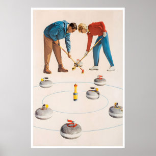 Impression d'art de curling Affiche de sport vinta