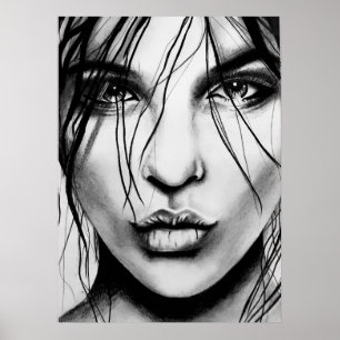 Impression d'art de dessin de portrait