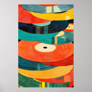 Impression d'art de disque vinyle rétro abstrait d