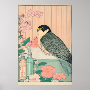 Impression d'art de Faucon Pèlerin Ukiyo-e Style J
