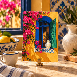 Impression d'art de fenêtre avec bougainvillée