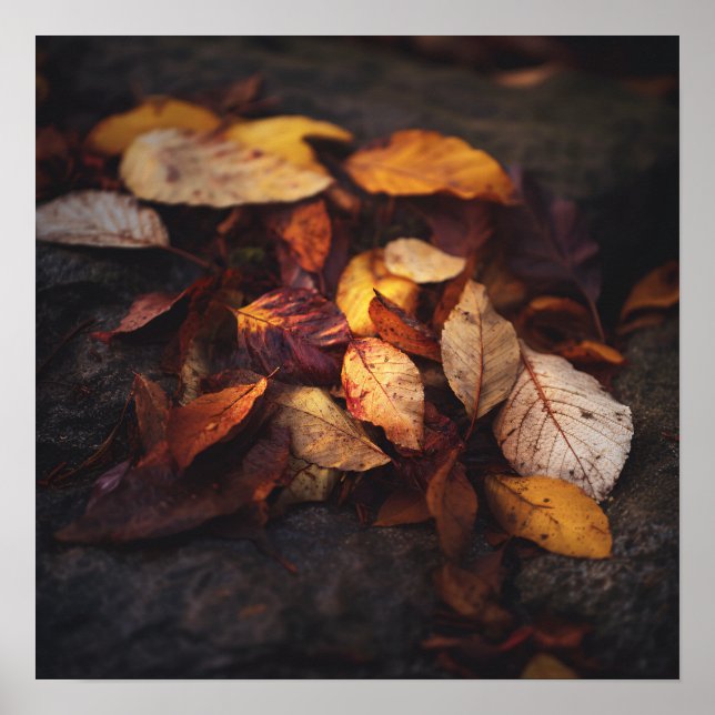 Impression d'art de feuilles d'automne tombées (Devant)
