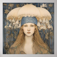 Impression d'art de fille aux fleurs de jacinthe p