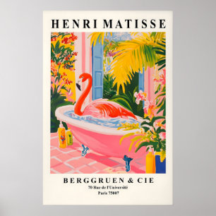 Impression d'art de flamant rose dans une baignoir