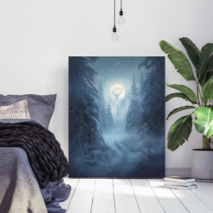 Impression d'art de forêt enneigée surréaliste mys