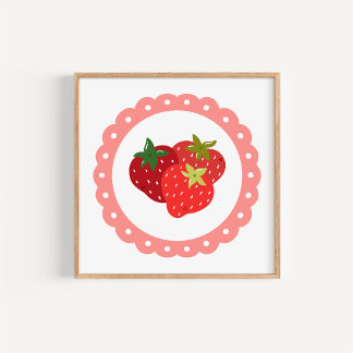 Impression d'art de fraise coquette dessinée à la