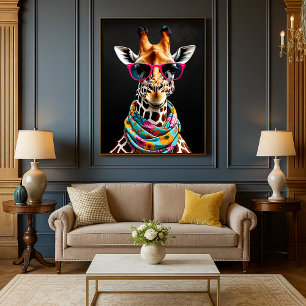Impression d'art de girafe amusante et maximaliste