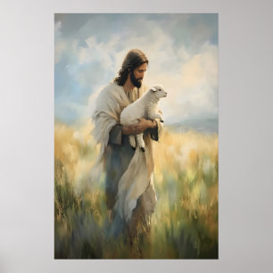 Impression d'art de Jésus et de l'agneau, Berger c