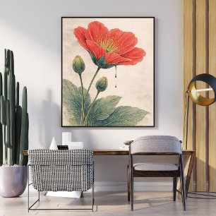 Impression d'art de la fleur de pavot Affiche d'