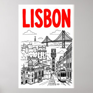 Impression d'art de la ville de Lisbonne - Minimal