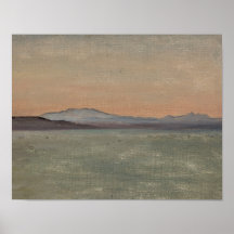 Impression d'art de lac et montagnes à l'horizon a