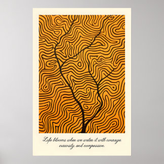 Impression d'art de ligne d'arbre abstrait Inspira