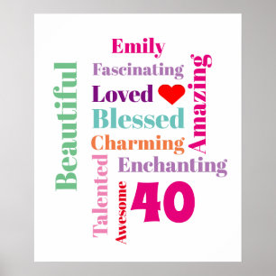 Impression d'art de mots d'anniversaire personnali