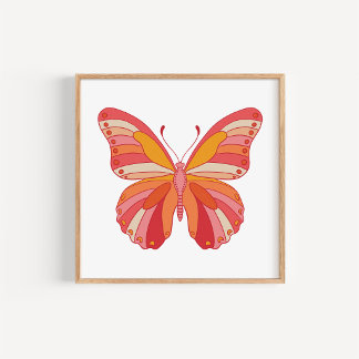 Impression d'art de papillon dessiné à la main en