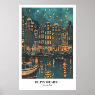 Impression d'art de paysage nocturne d'Amsterdam S