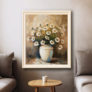 Impression d'art de pré fleuri aux marguerites vib