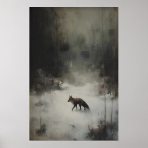 Impression d'art de renard d'hiver, animal de la f