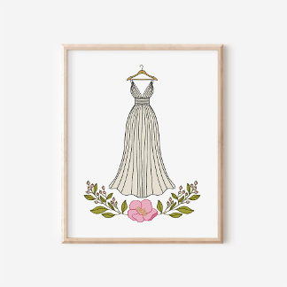 Impression d'art de robe de mariée éthérée dessiné