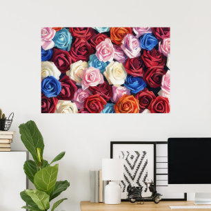 Impression d'art de roses colorées de style aquare