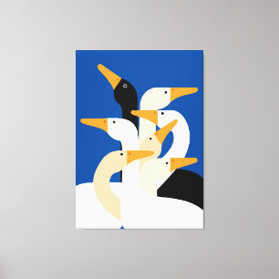 Impression d'art de troupeau de canards géométriqu