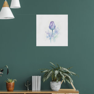 Impression d'art de tulipe à l'aquarelle violette