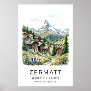 Impression d'art de Zermatt Suisse Village alpin,