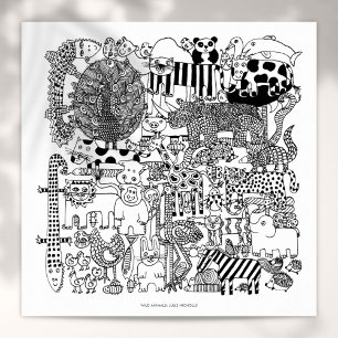 Impression d'art dessinée en noir et blanc d'anima