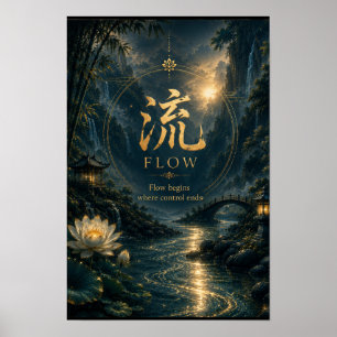 Impression d'art du caractère chinois 流 Flow (Liú)
