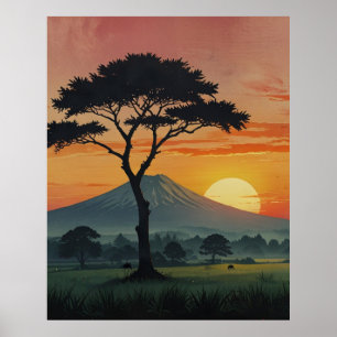 Impression d'art du paysage serein du mont Fuji