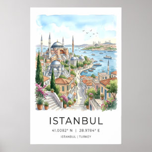 Impression d'art du port d'Istanbul - Vue de la vi