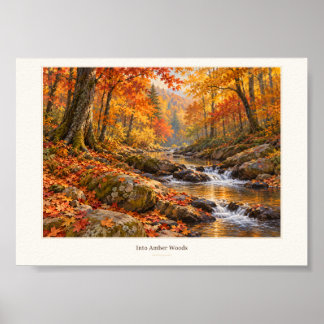 Impression d'art du ruisseau d'automne dans les bo