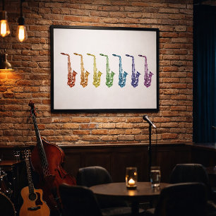 Impression d'art du saxophone arc-en-ciel